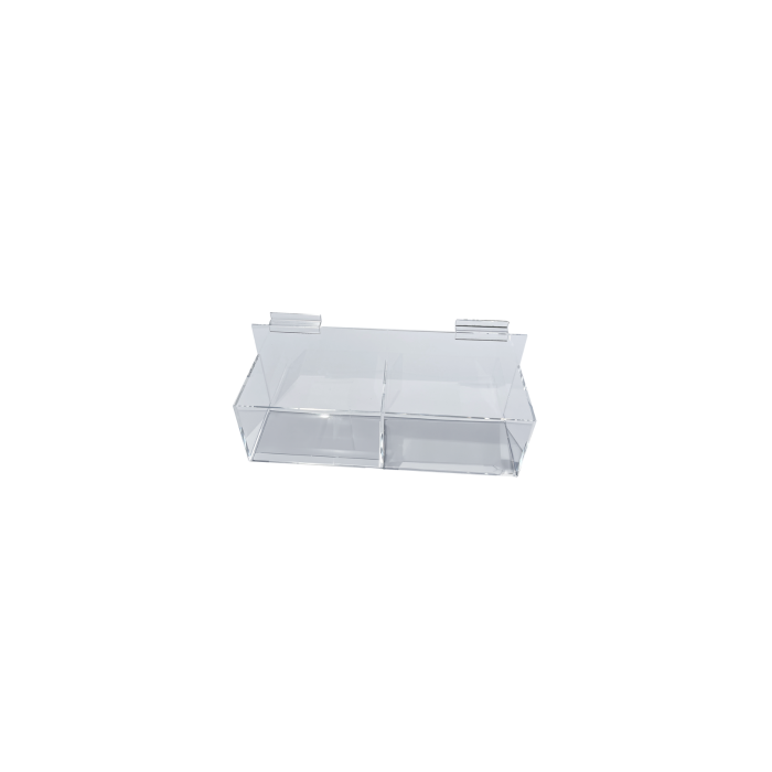 Clear Two compartment Slatwall Bin