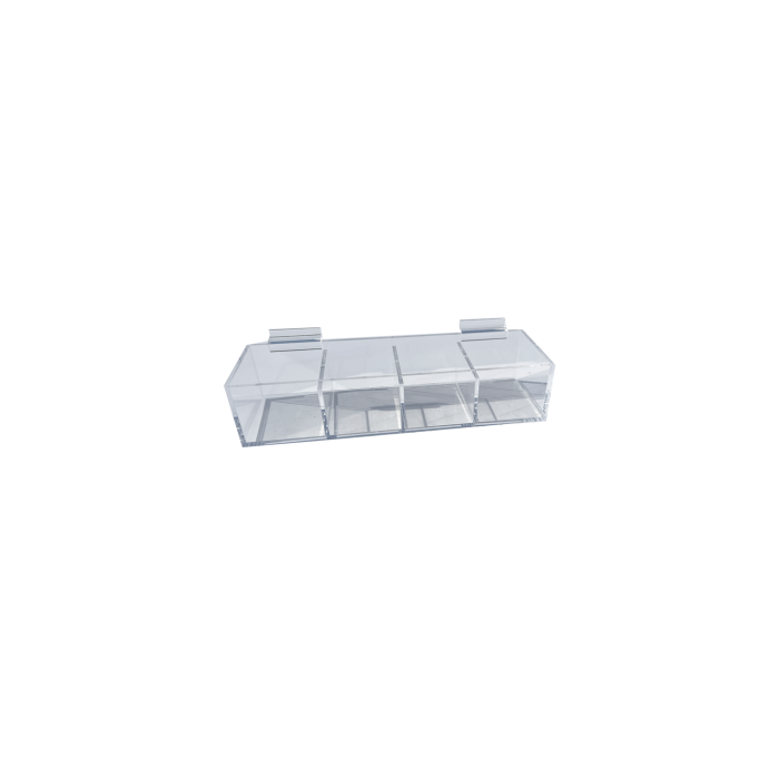 Four Comparmtent Clear Slatwall Bin