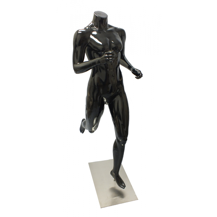 Glossy Black Female Athlete Mannequin