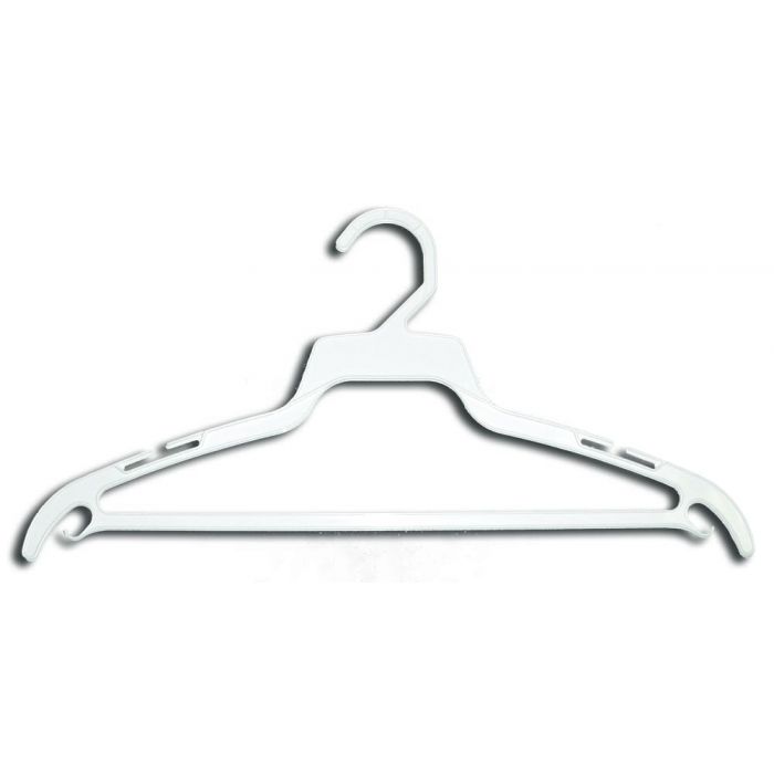 White Plastic Hanger with Hang Bar