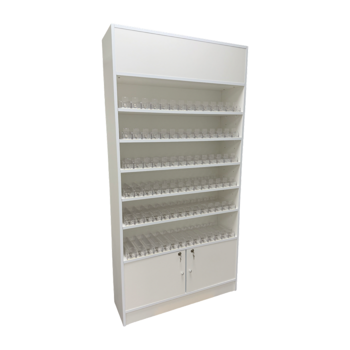 White Cigarette Wall Case With Cabinet Space
