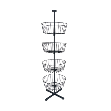 4 Tiered Spinning Basket Rack - Black