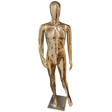 Full Body Male Mannequin with Egg Head and Mirrored Gold Finish | SKU: 3060GOLD