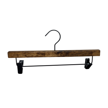 Rustic  Wood Pant Hangers with Black Hook