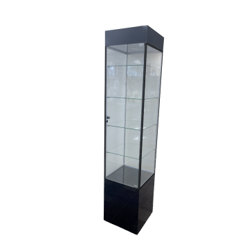 Glass Tower Case With Lights and Locks - Black (Assembled)
